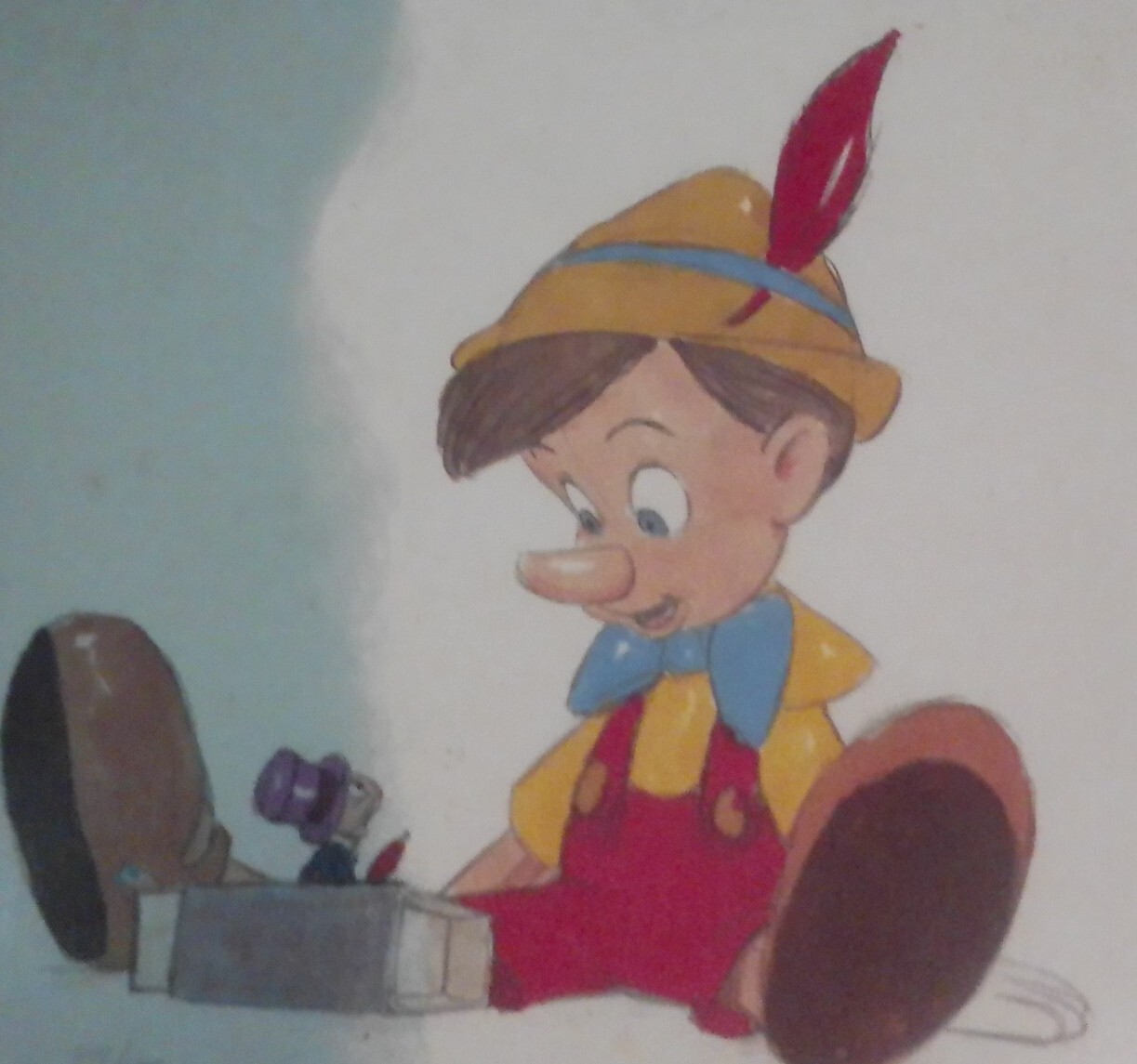 1978 Disney Pinocchio/Jiminy Animation Production Art 272/1000🚨RARE🚨HardWood 