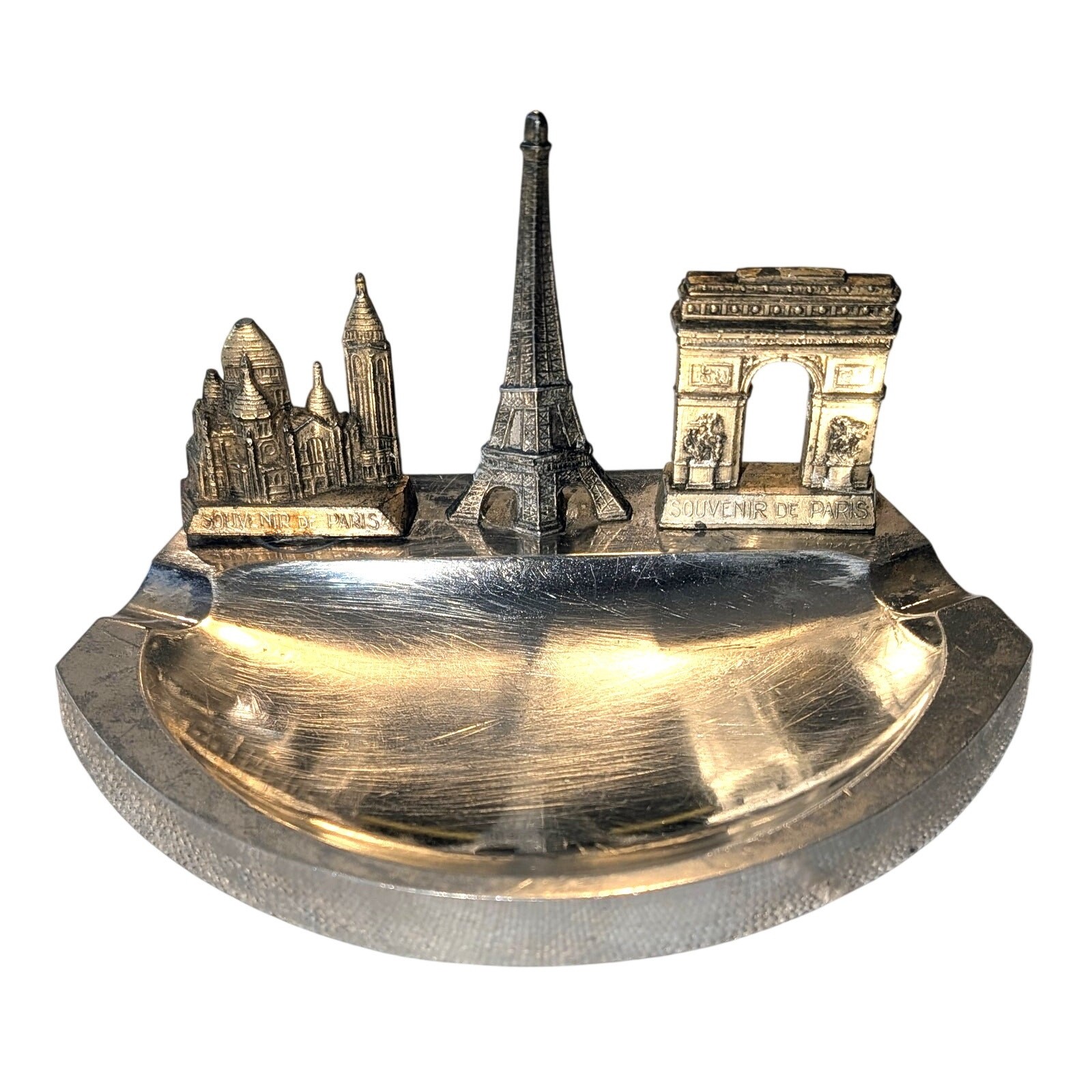 Paris Souvenir Ashtray France Made Eiffel Tower Arc de Triomphe Sacré‑Cœur VTG