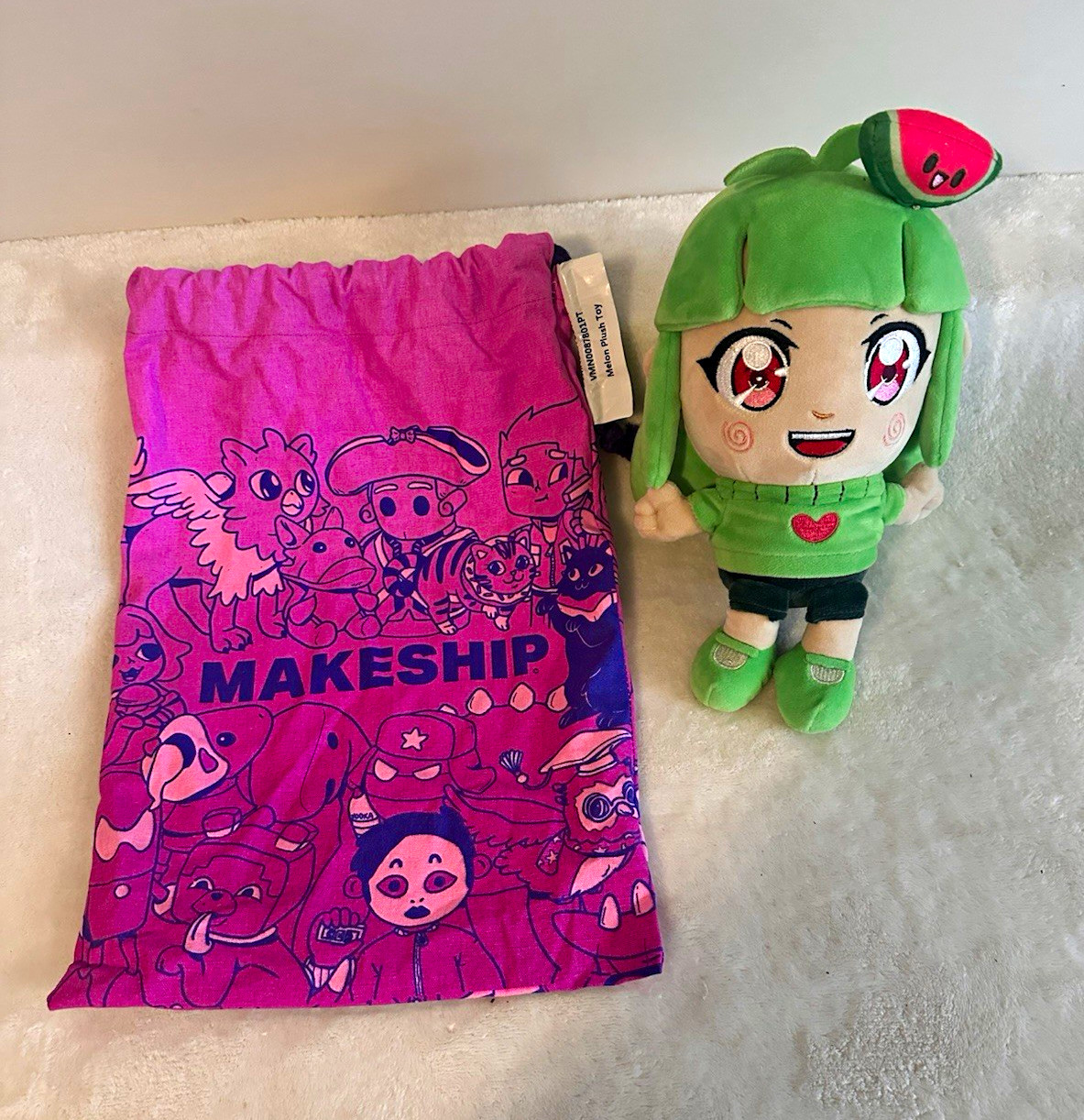 Very rare Makeship Vannamelon Watermelon Plush 2022 MPN 434 Green/Pink w/ Tags
