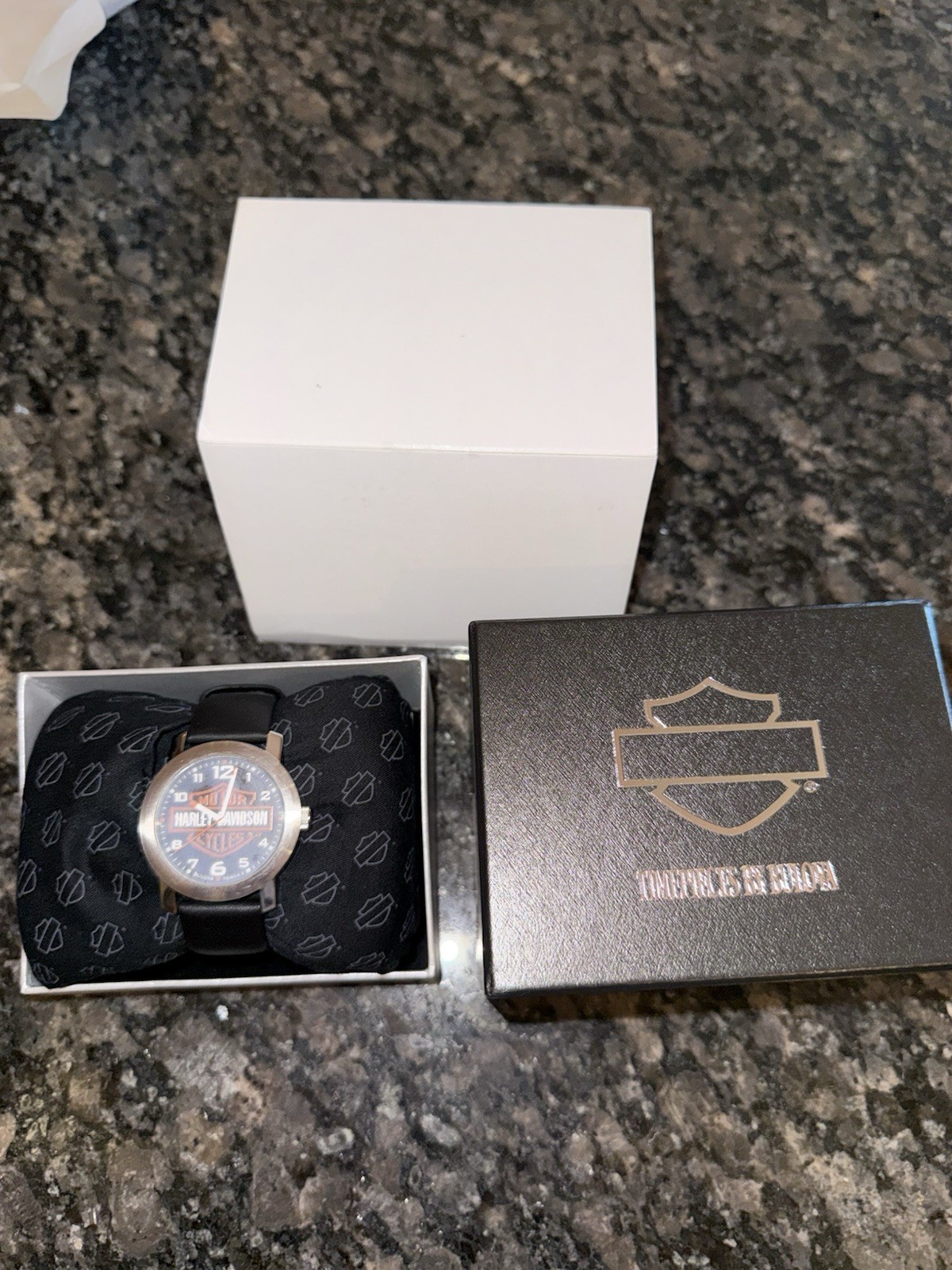 Harley-Davidson by Bulova Black Wristwatch Timepiece w/ Box & Owner\'s Guide