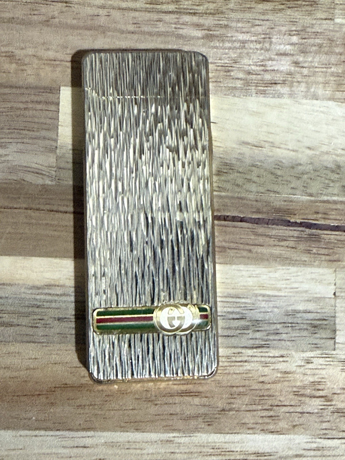 Vintage Gucci IC Sensor Lighter Textured Gold Tone