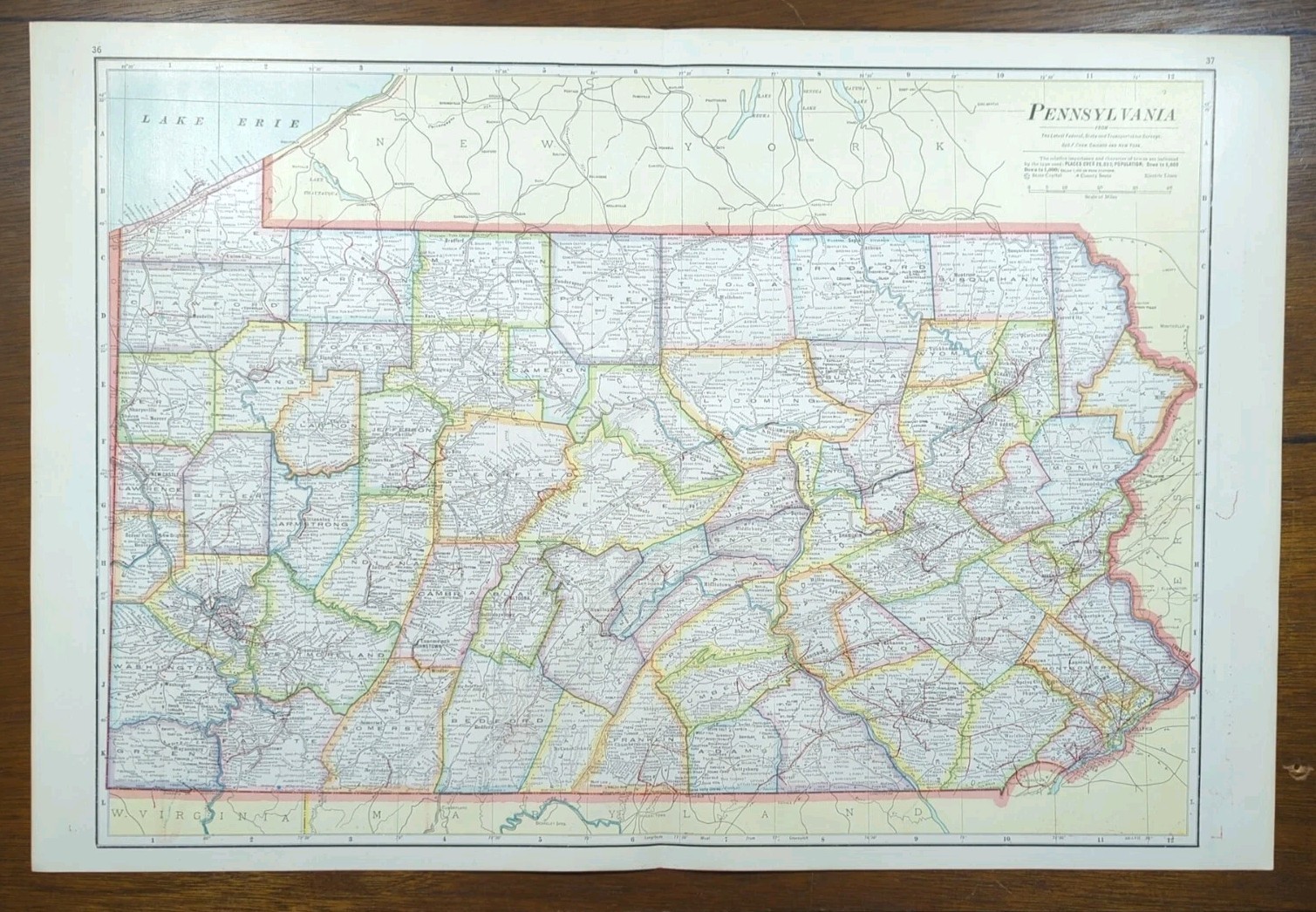Vintage 1911 PENNSYLVANIA Map 22