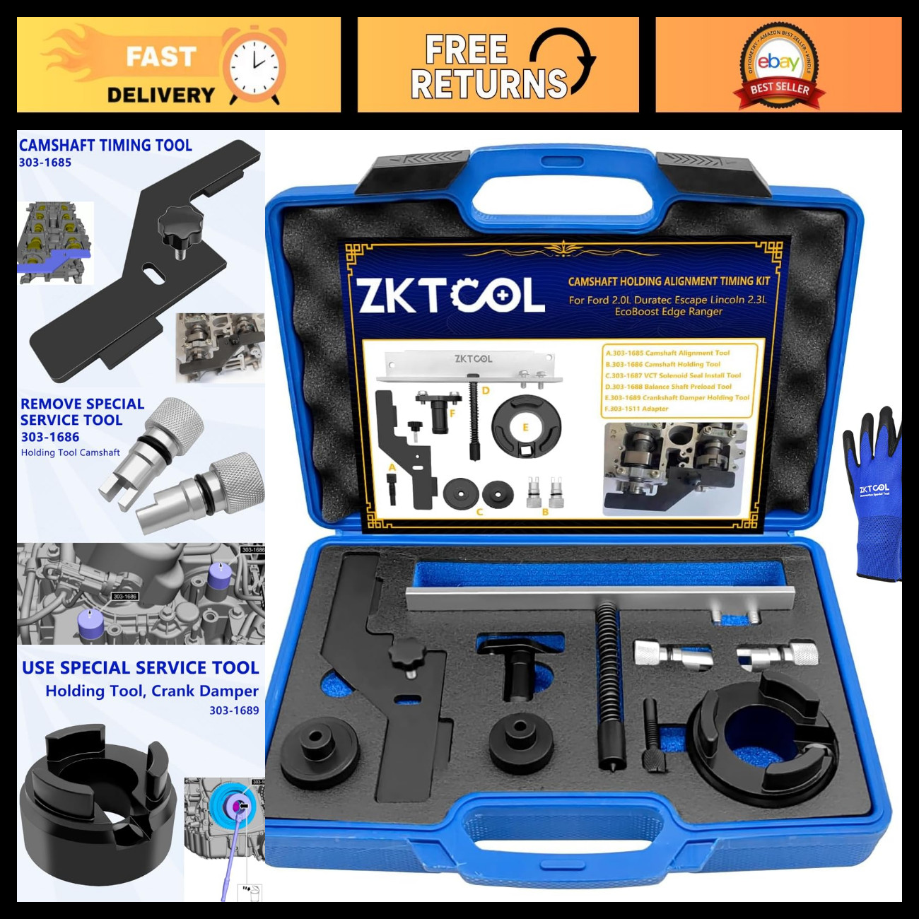 Camshaft Holding Alignment Timing Kit for Ford 2.0 2.3, 303-1685