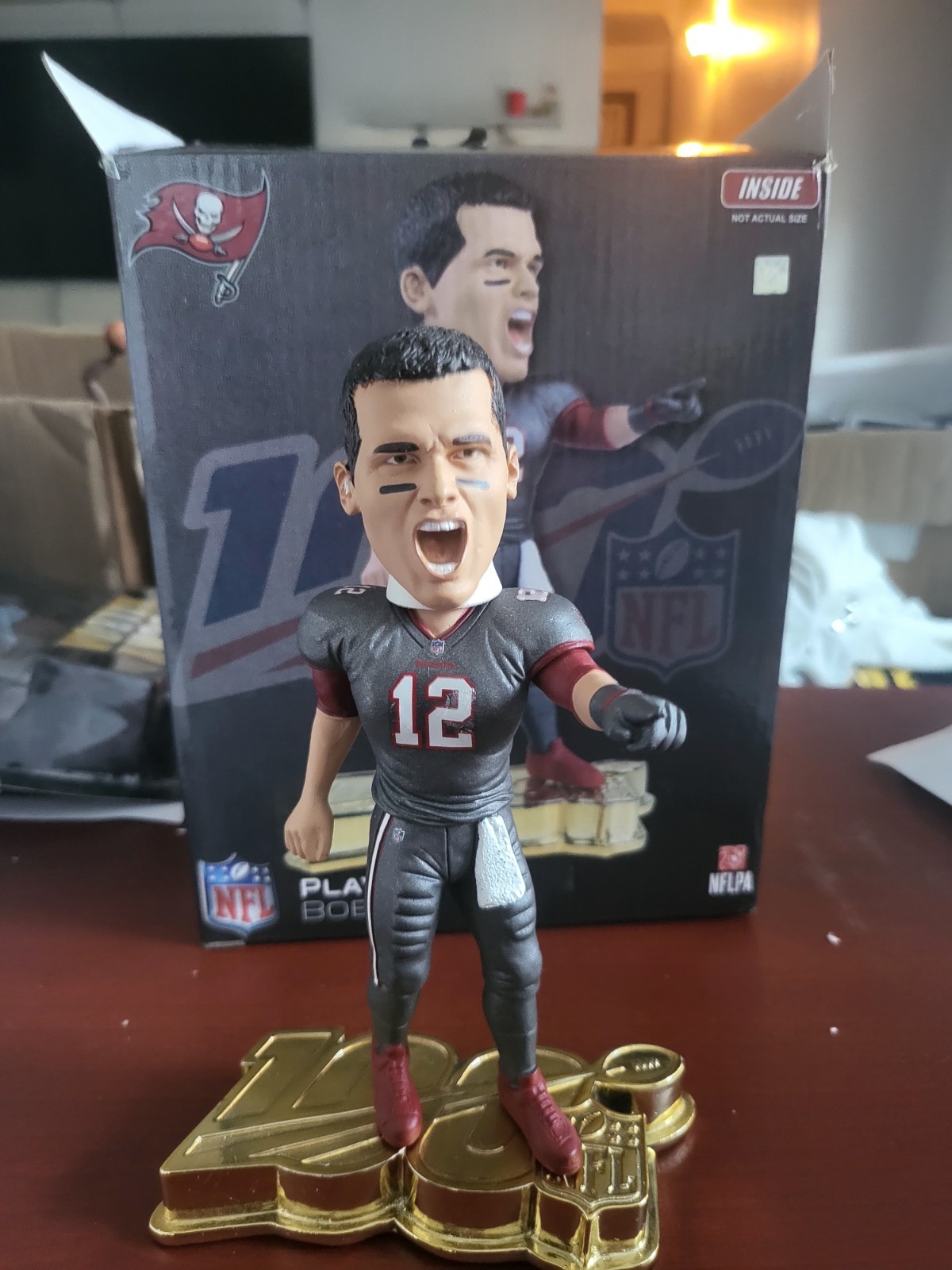 Forever Collectibles Tom Brady NFL 100th Anniversary Bucs #12 Gold Bobblehead