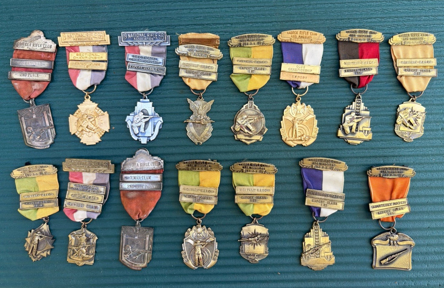 Lot of 15 Vintage 1950s NRA Shooting Medals Rifle Club Collection Los Angeles