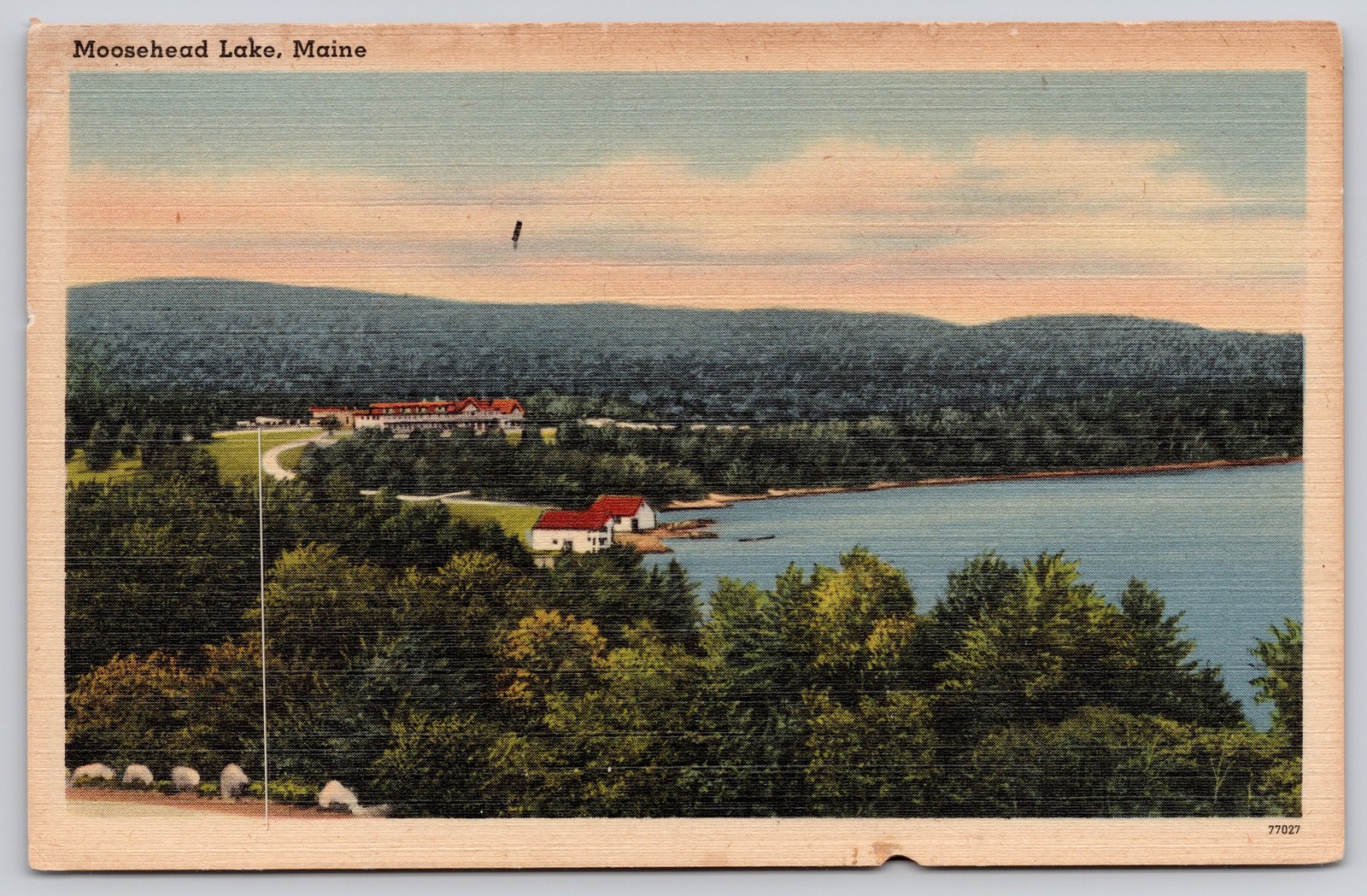 Moosehead Lake Maine ME Shore Resort View Linen Postcard c1940s