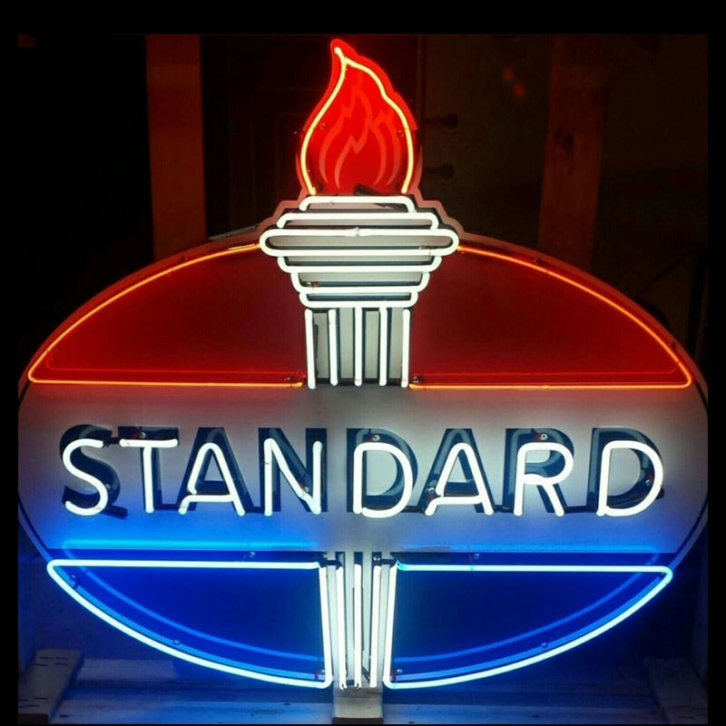 US STOCK Standard Gas Oil Gasoline Vintage Neon Sign For Gas Station Glass 24