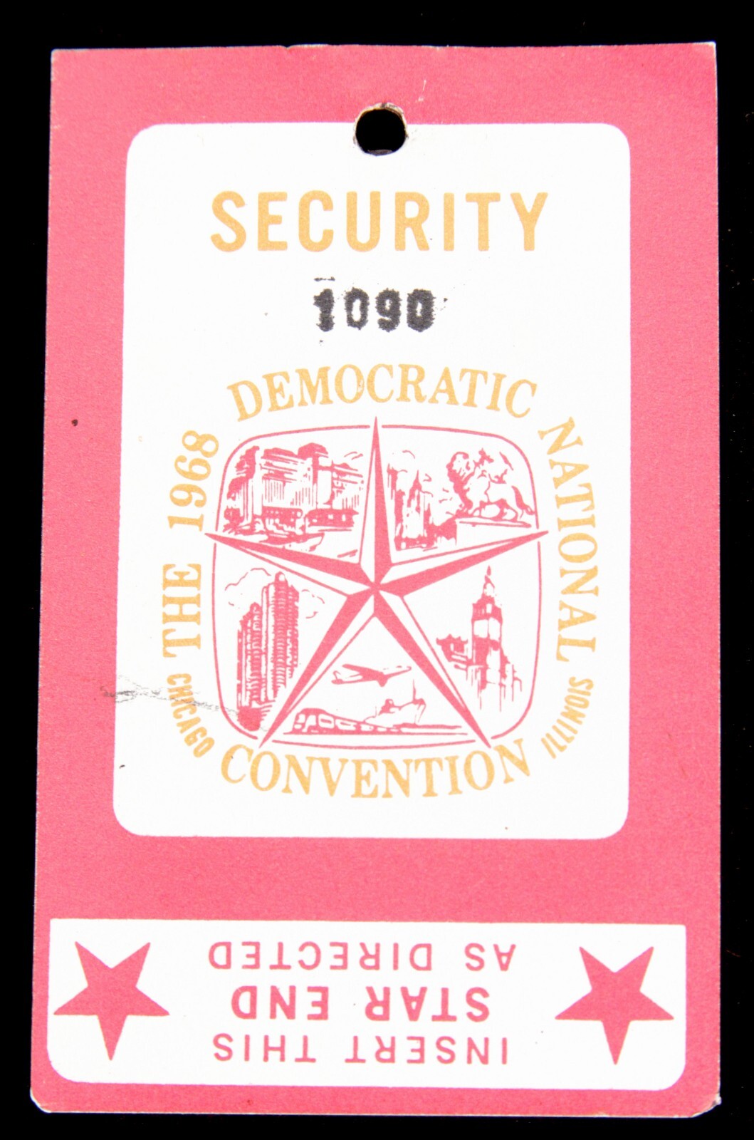 Vintage 1968 Democratic National Convention DNC Security Badge Chicago Humphrey
