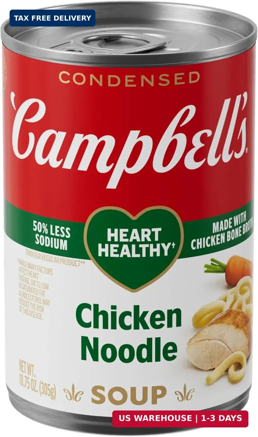 Campbell\'s Condensed Heart Healthy Chicken Noodle Soup, 10.75 oz Can (Pack of 6)