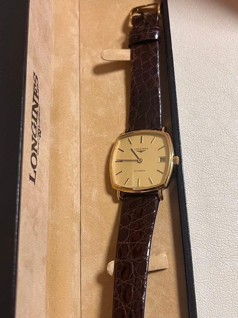 Longines Vintage Automatic Gold Square Watch 994-6303 Working Box Longines Vintage Automatic Gold Square Watch 994-6303 Working Box