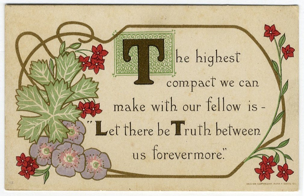 Motto ARTS & CRAFTS Friendship Postcard 1915 WINSCH Back Art Nouveau