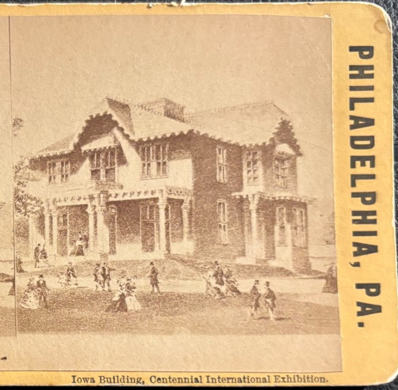 IOWA State Building Centennial Exposition Stereoview 1876 AMERICAN VIEWS