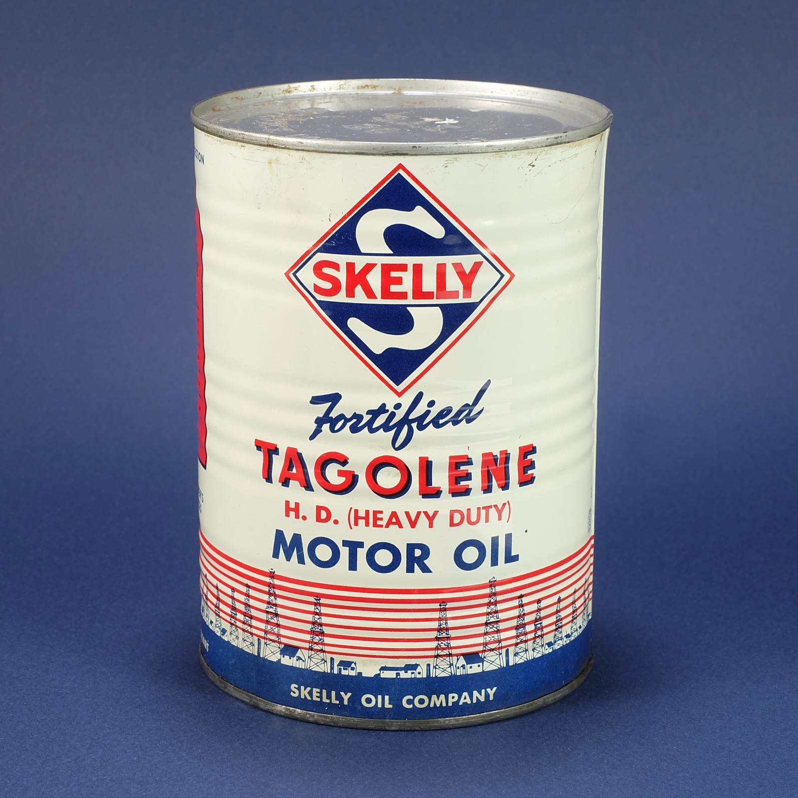 1940s Vintage Skelly Tagolene Heavy Duty Motor Oil Full Can – 1 Quart