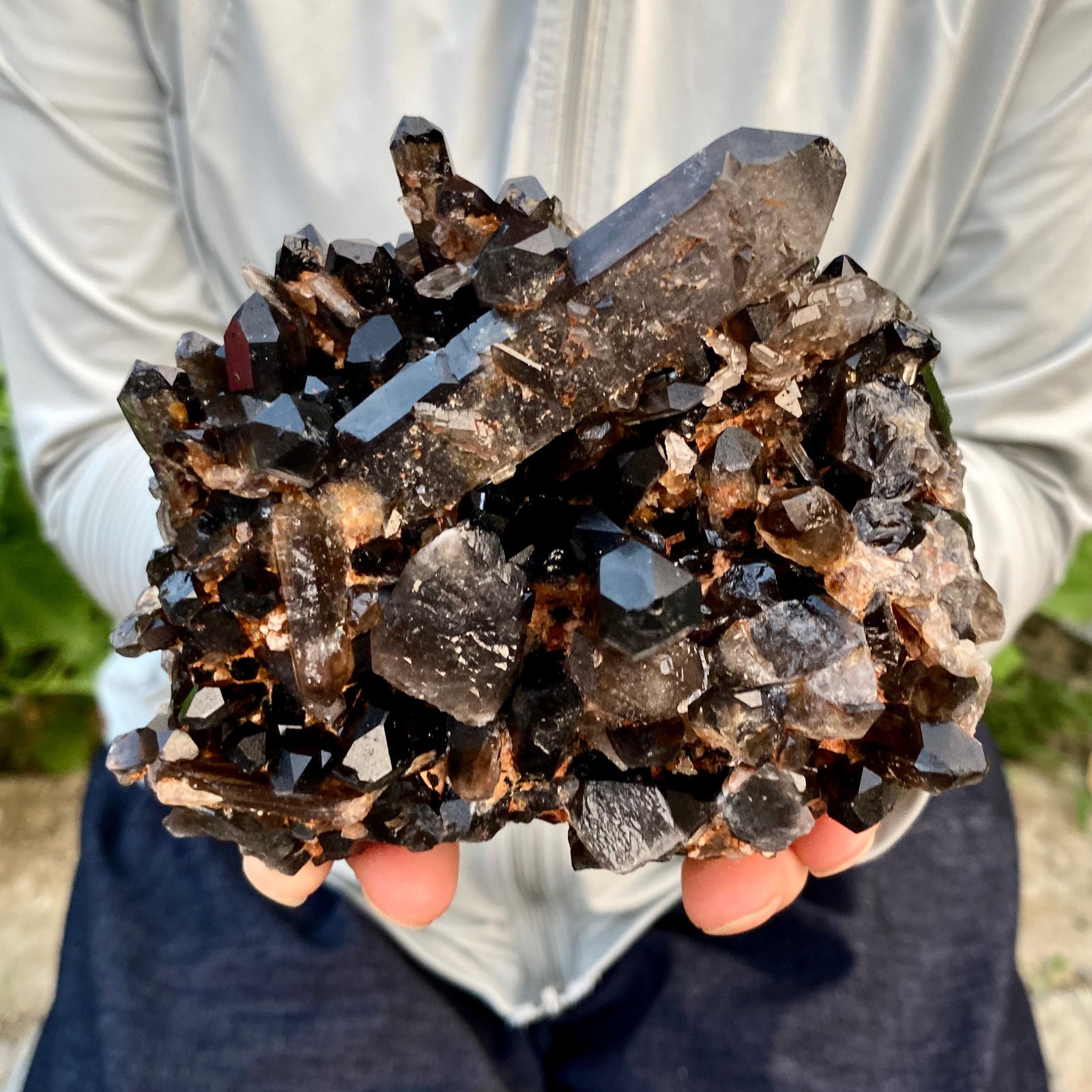 1.71LB Natural smoky black quartz cluster crystal mineral specimen healing