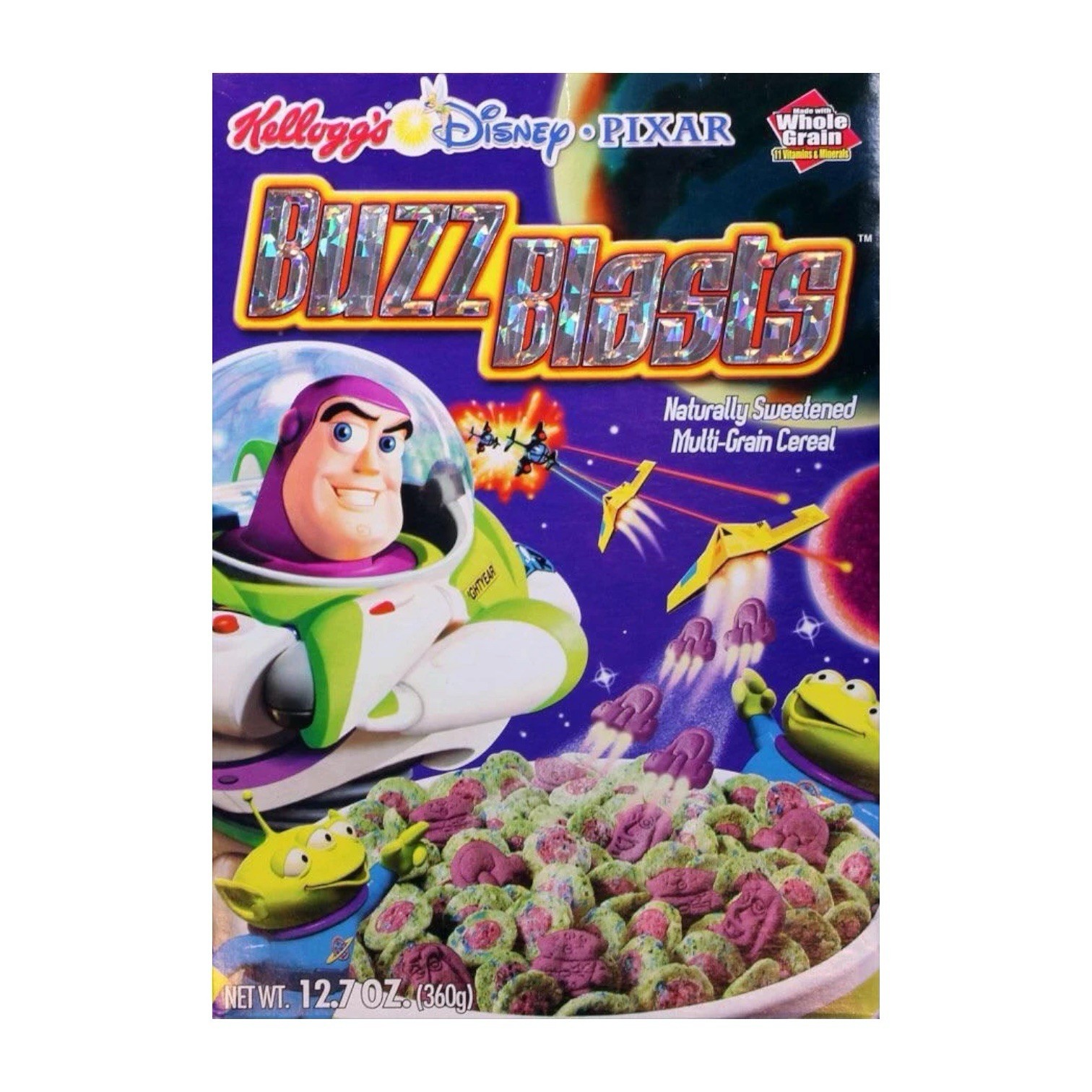 ULTRA RARE 2002 Buzz Lightyear Buzz Blasts Cereal Box SEALED Disney Pixar