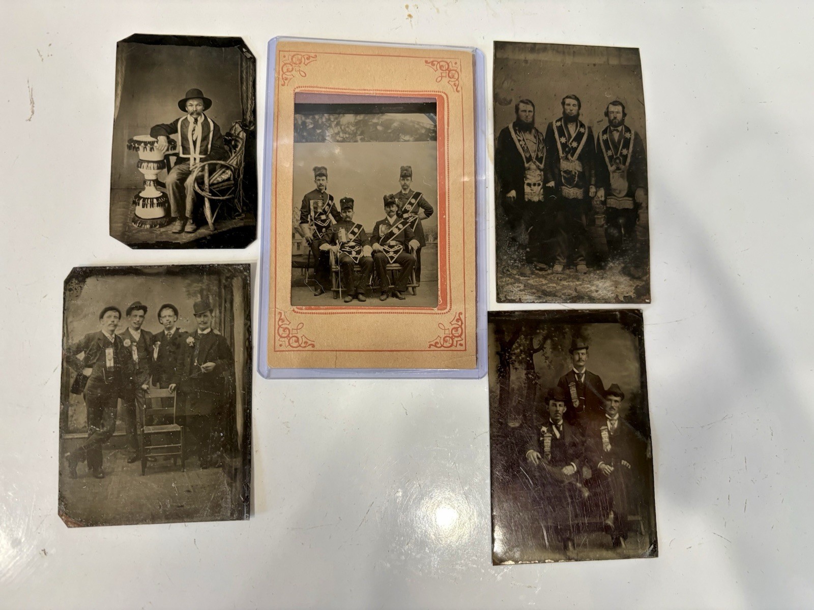 c. 1870-1900 Oddfellow & Fraternal Tintype Lot Photos.
