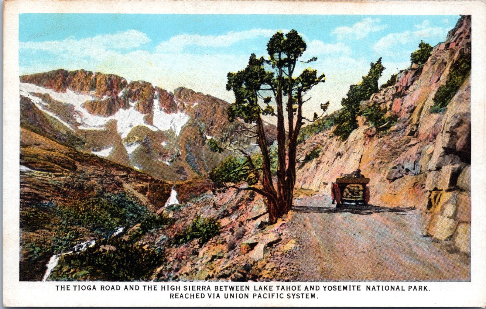 Tioga Road b/t Lake Tahoe, Yosemite, California - w/b Postcard - Union Pacific
