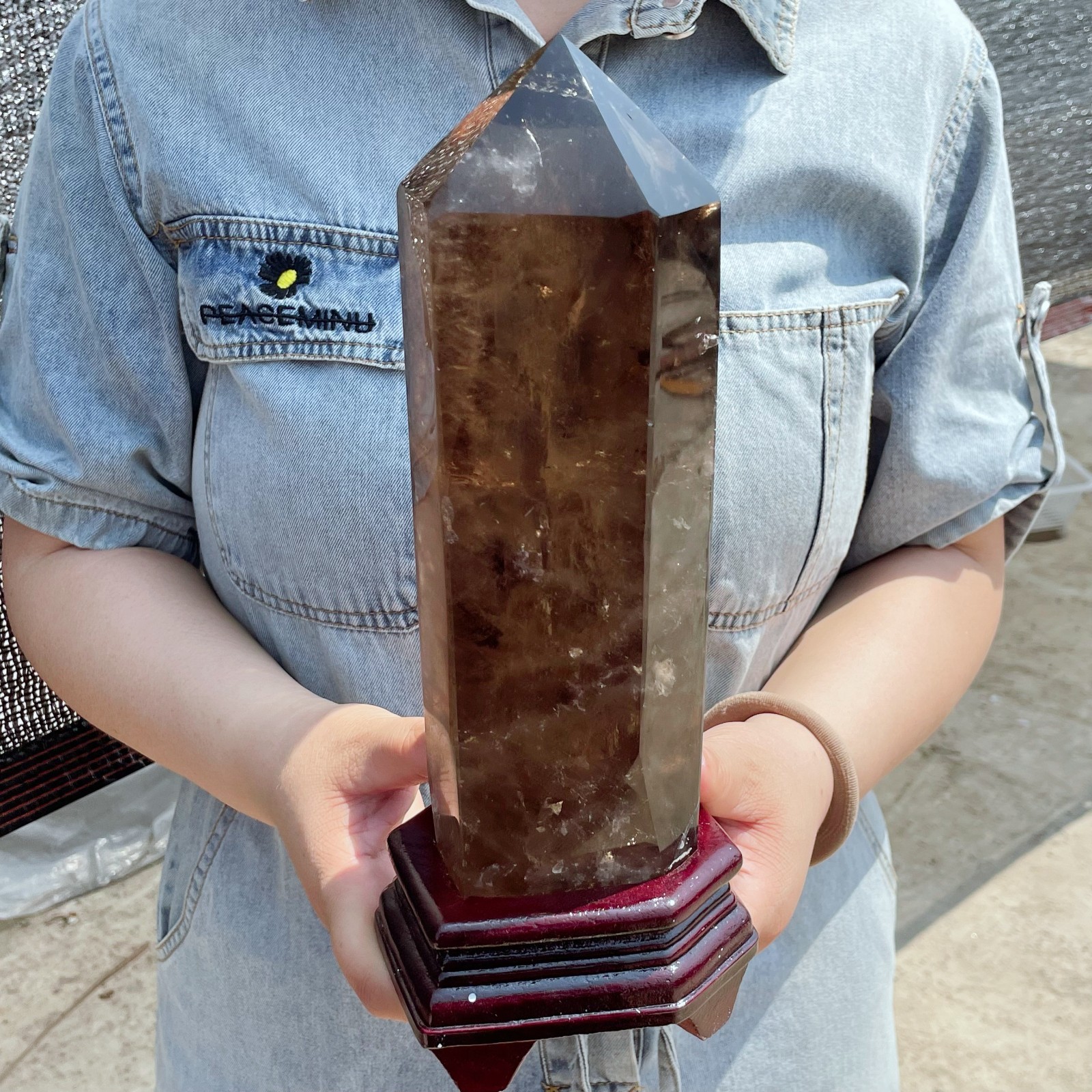 All 5.37LB Natural Smoky Quartz Crystal Point Obelisk Healing Home Decor G6958