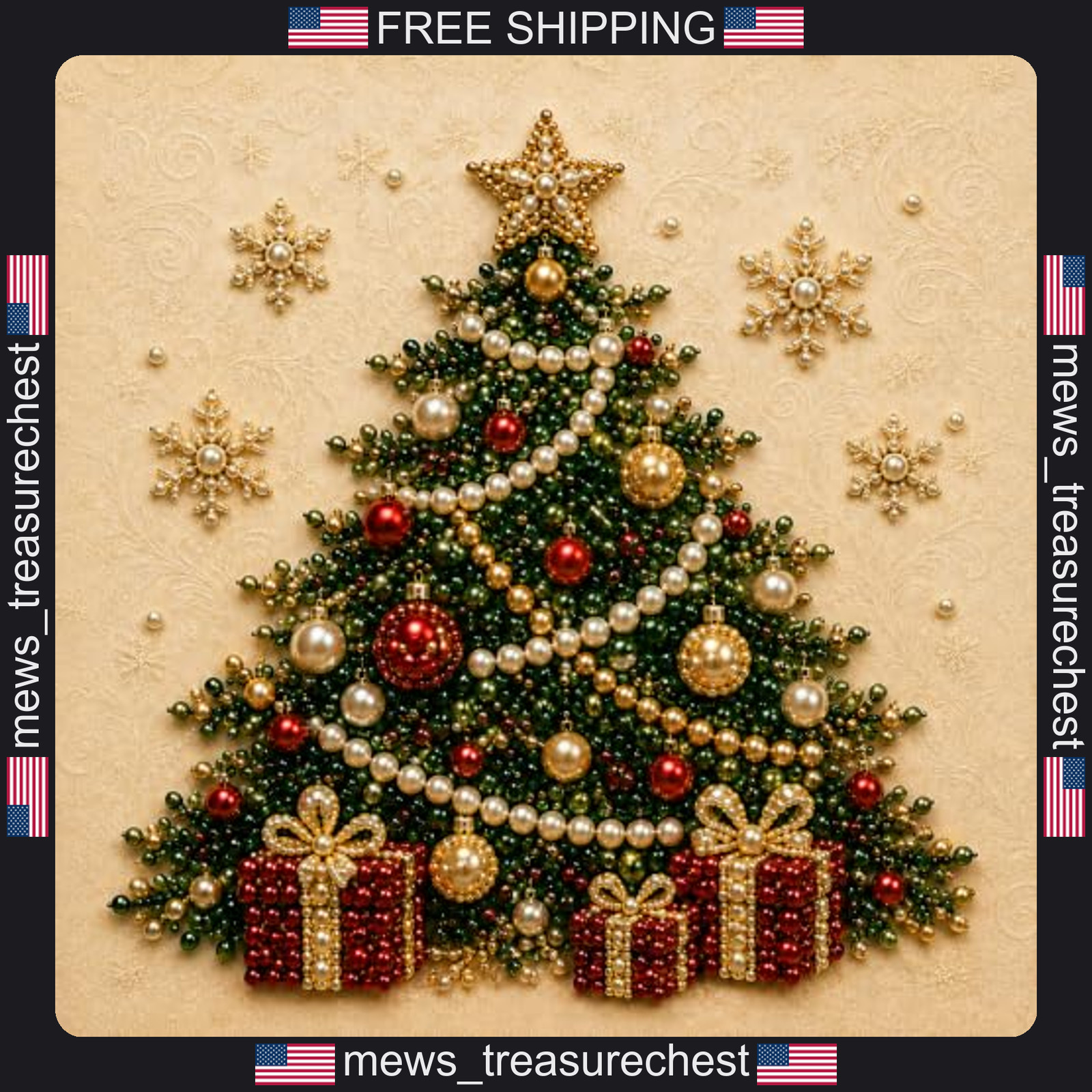 Christmas Pearl Diamond Painting Kit with Frame for Holiday Decor