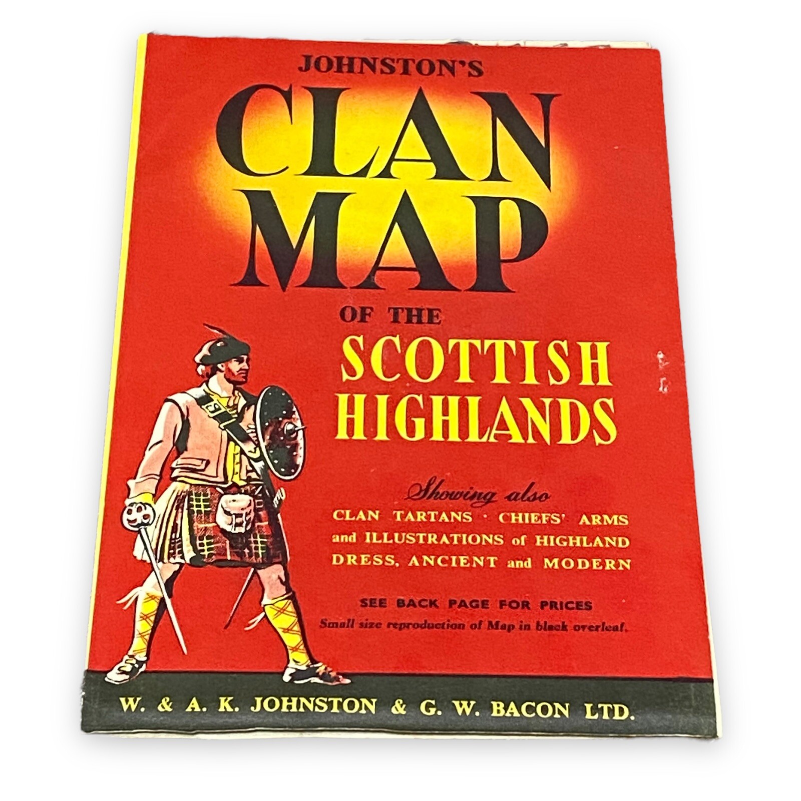 Vintage Johnston’s Clan Map Scottish Highlands Scottish Imports San Francisco