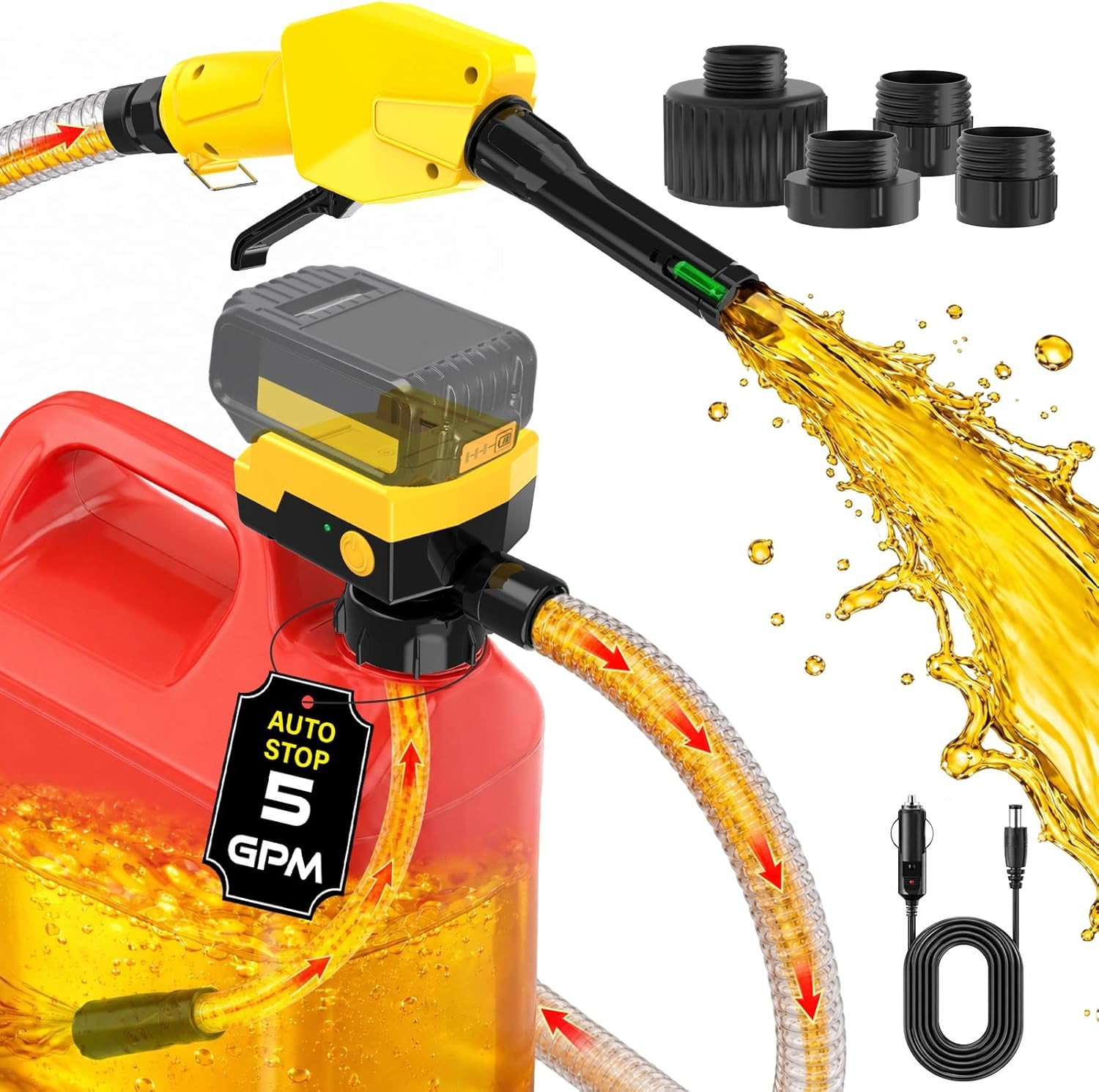 Cordless Electric Fuel Transfer Pump, Auto-Stop & Hand Trigger Nozzle