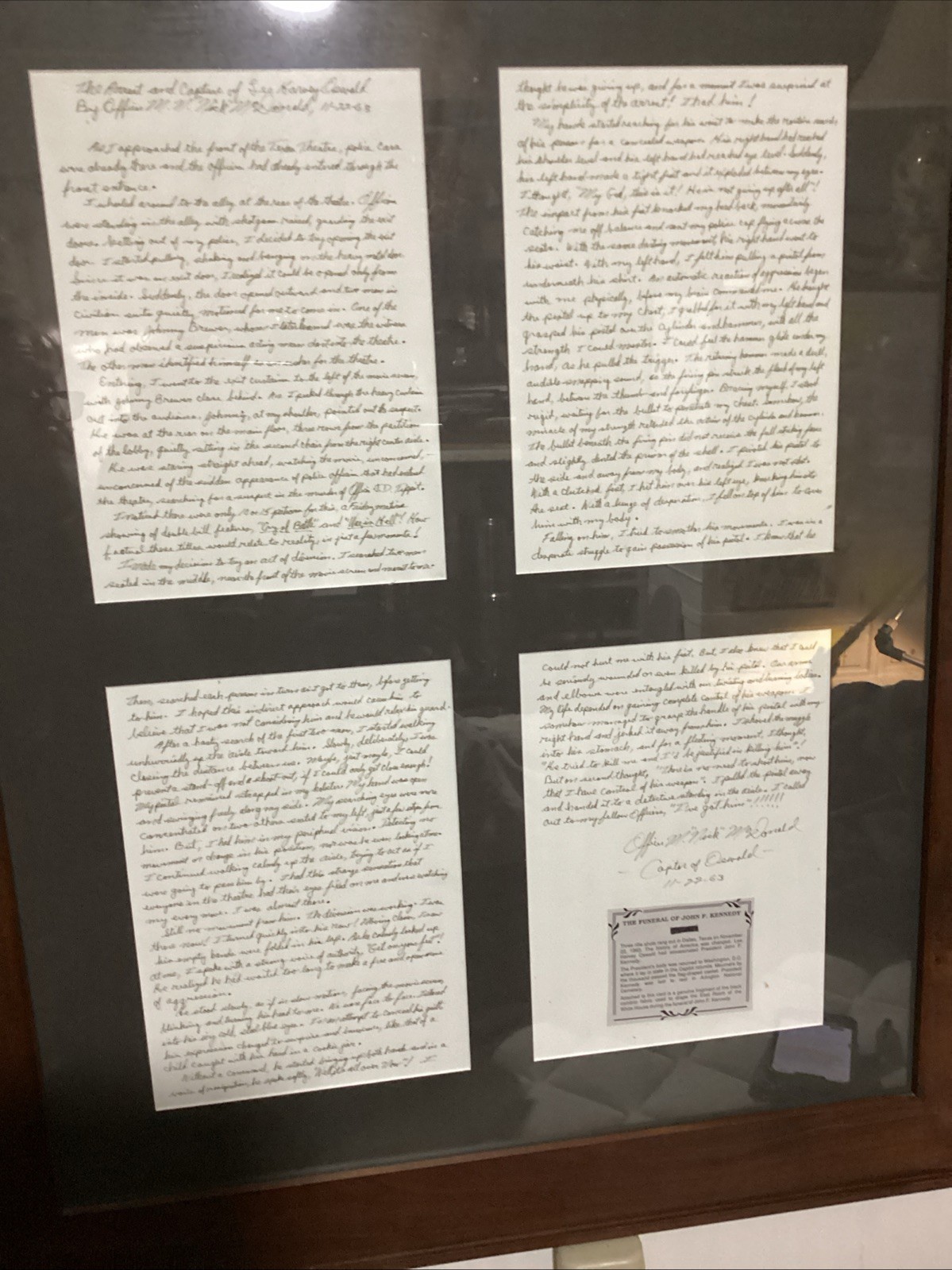 lee harvey oswald Arrest Records And Jack Ruby\'s Arrest Records Signed  By Mac