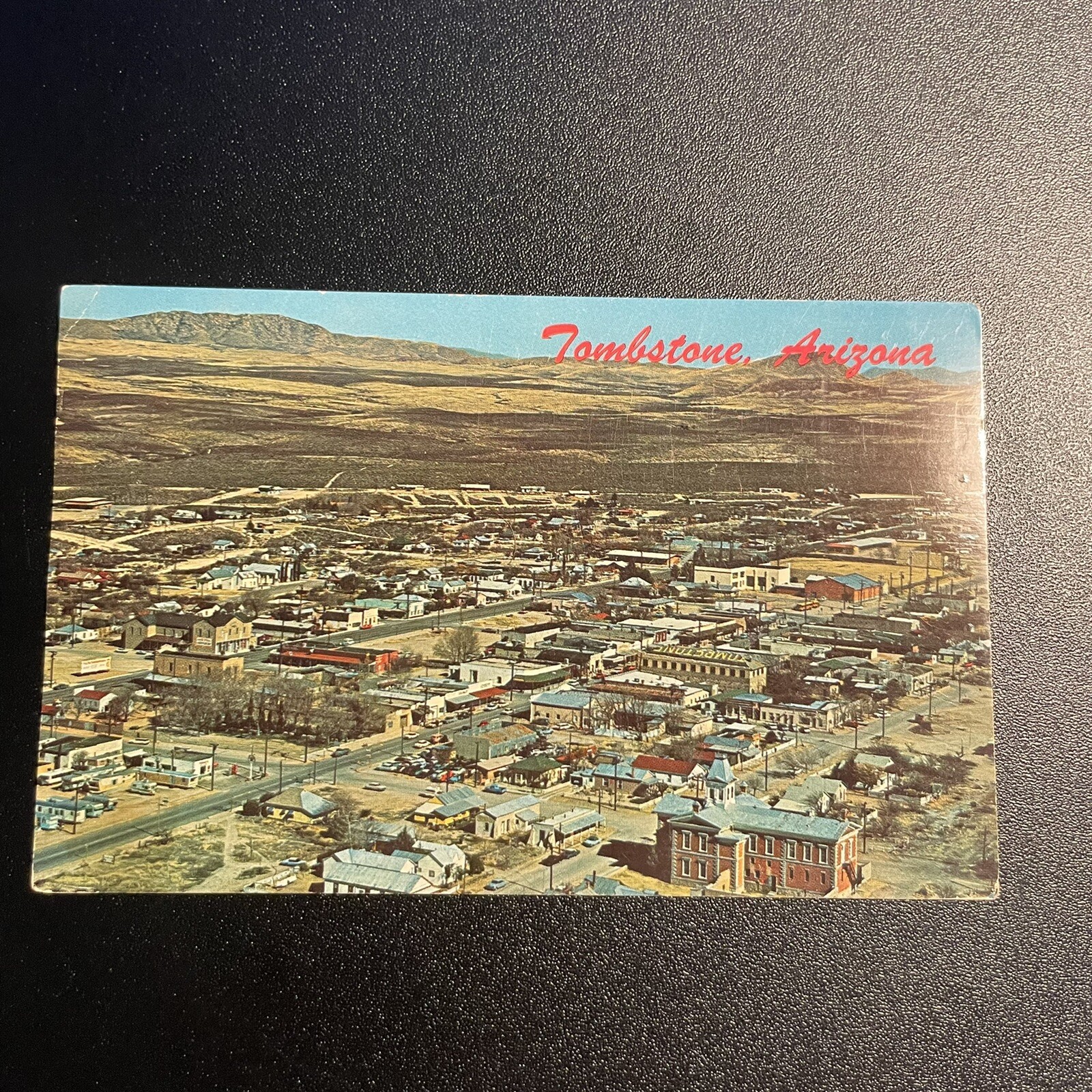 Tombstone Arizona Desert Southwest City Aerial Mountains Vintage Postcard