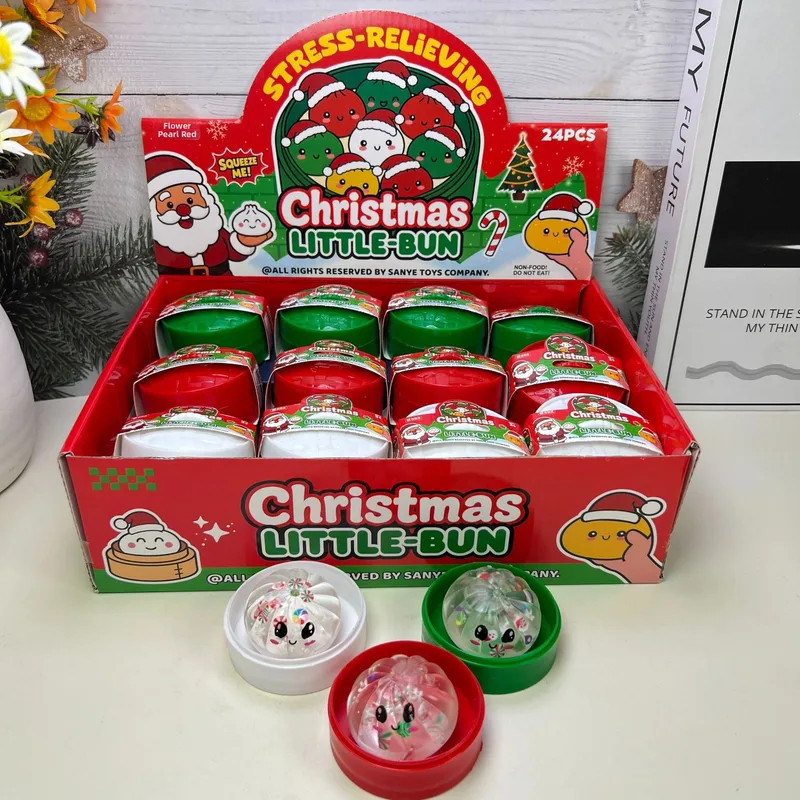 New 24 Pack Christmas Mystery Dumpling Buns Mini Squishy Toys Sensory Bundle