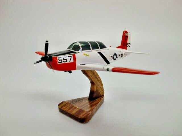 T-34 Mentor Beech Trainer Aircraft Desktop Kiln Dried Wood Model Small New