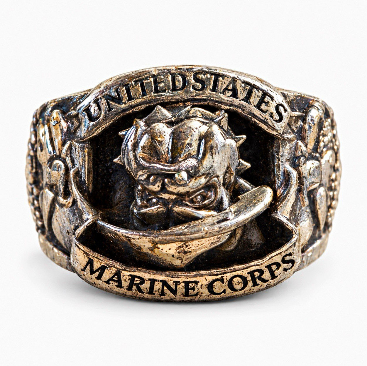 United States Marine Corps Silver Militaria Ring - USMC Theme
