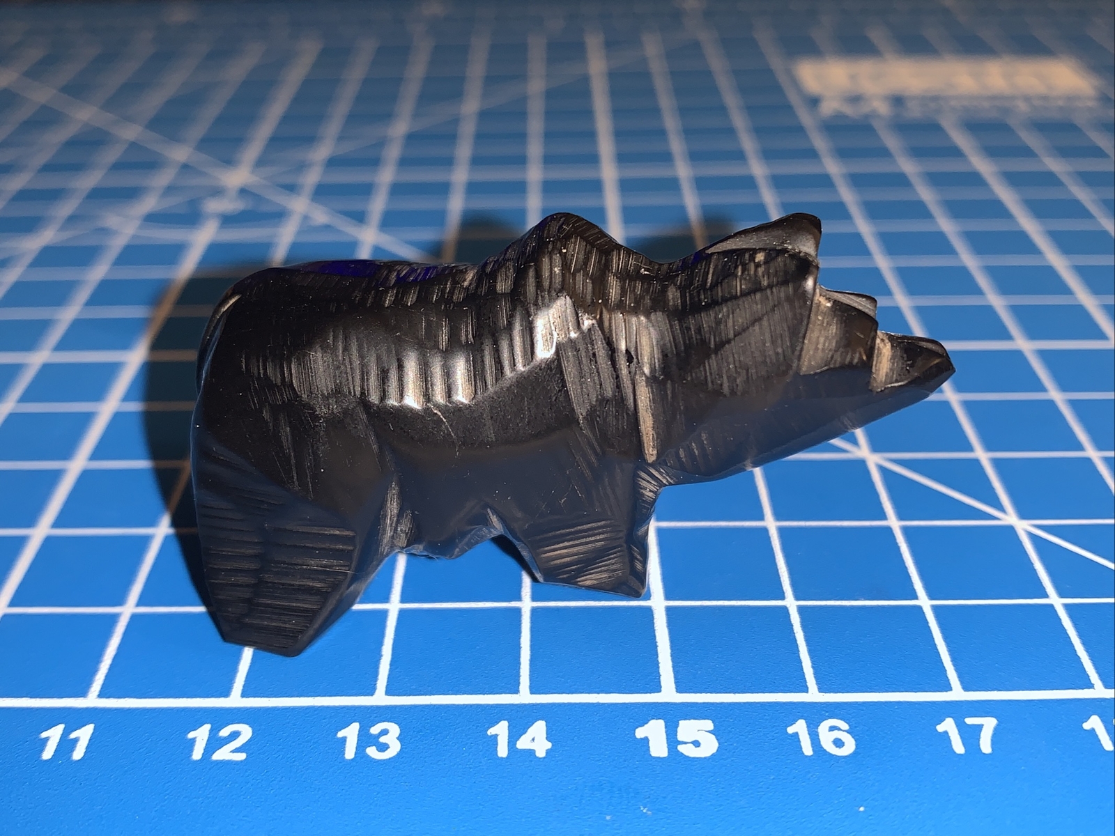 2.17” Native Zuni Carved Jet Bear Fetish By Mary Tsikewa (d.)