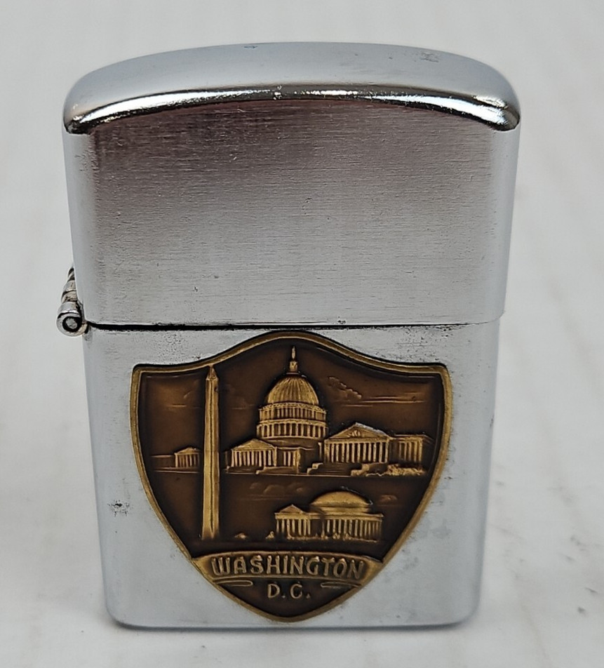 Vintage Golden Bell Windproof Lighter Washington D.C. Crest Made in Japan