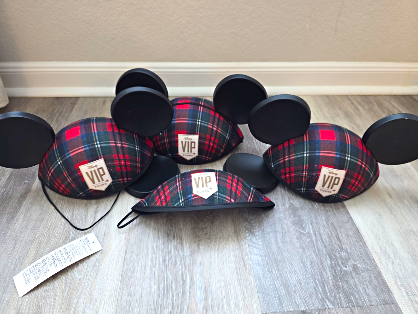 Disney VIP Tours Plaid Mickey Mouse Ears Hats Adult Unisex One Size Set of 4