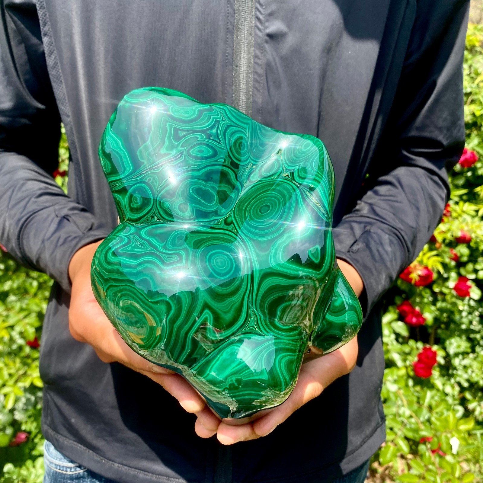 7.93LB Natural Polished Malachite Mineral freeform specimen Reiki Stone Healing