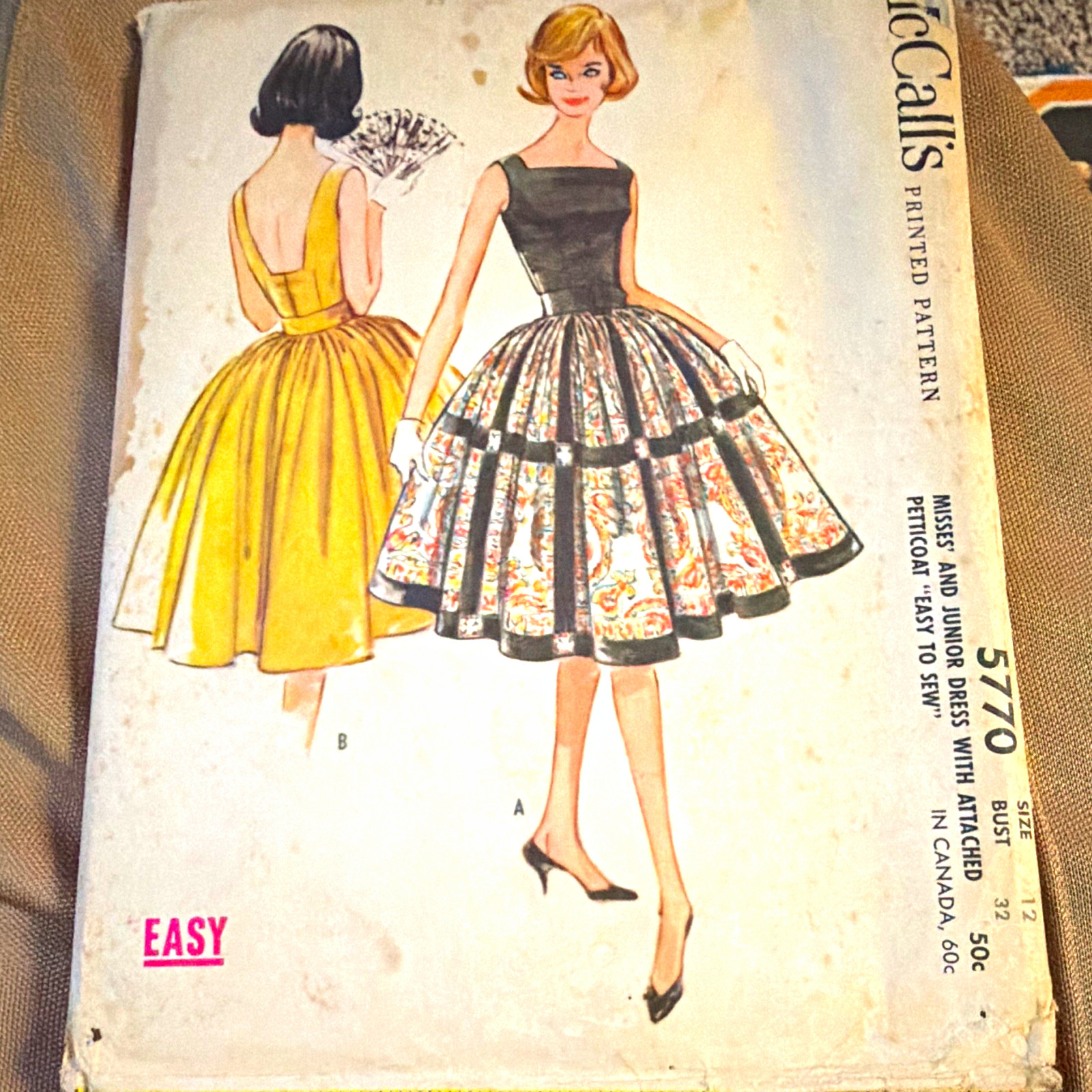 McCall\'s Easy-Rule 5770 Vintage Original Women’s Dress Sewing Pattern Sz 12