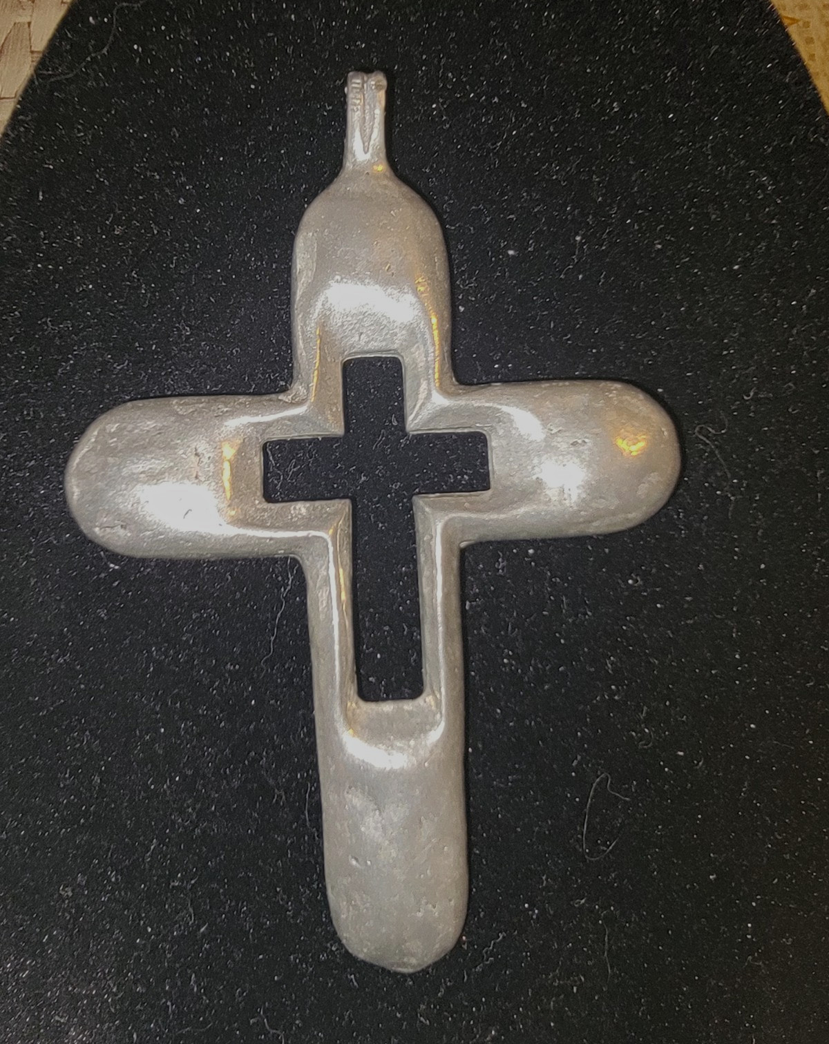 Vintage Mid-Century Southwest Sandcast Silver Cross Pendant Only - Stamped UITA
