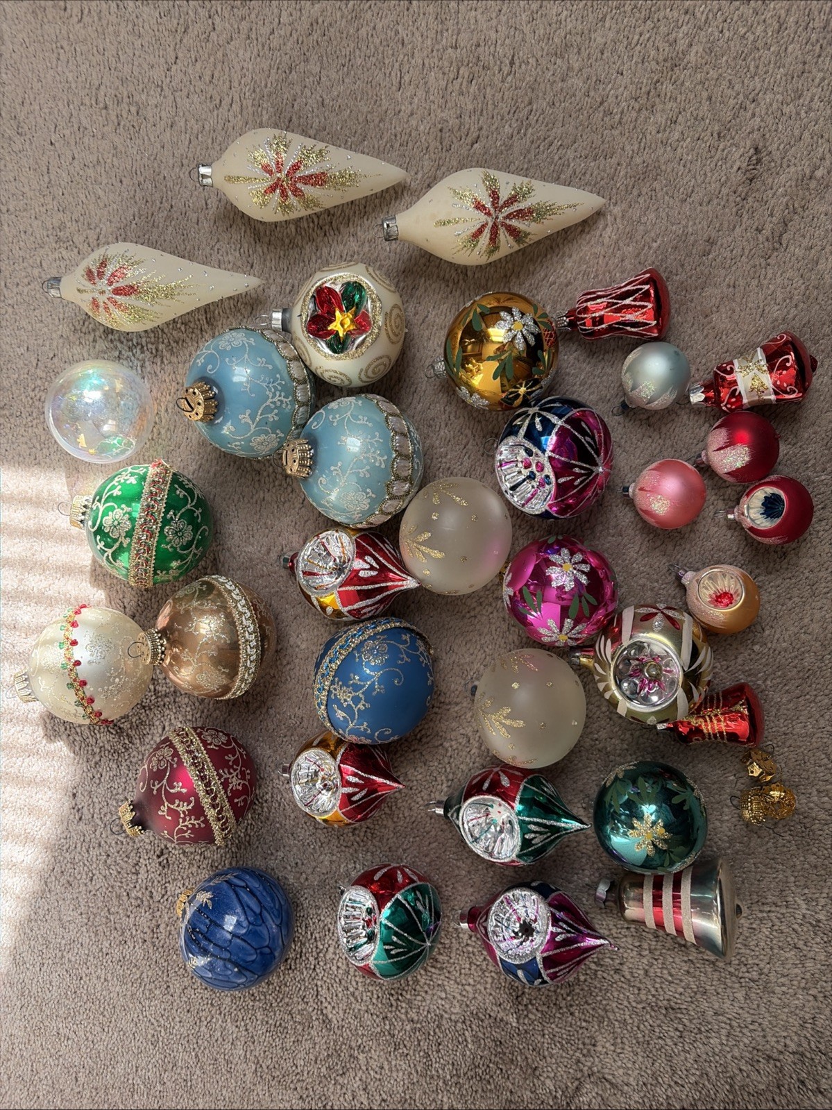 Vintage lot of  30 Glass Christmas Ornaments Germany And USA