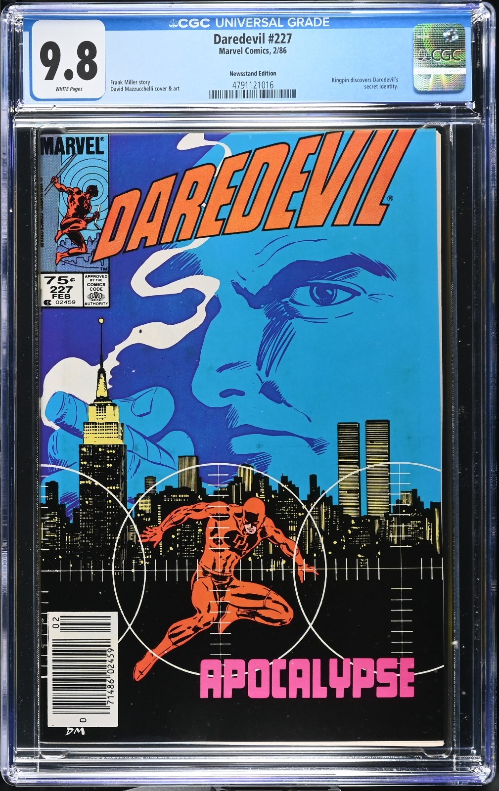 DAREDEVIL #227 CGC 9.8 WP NEWSSTAND V1 1986 BORN AGAIN PART 1 HIGHEST CGC WOW