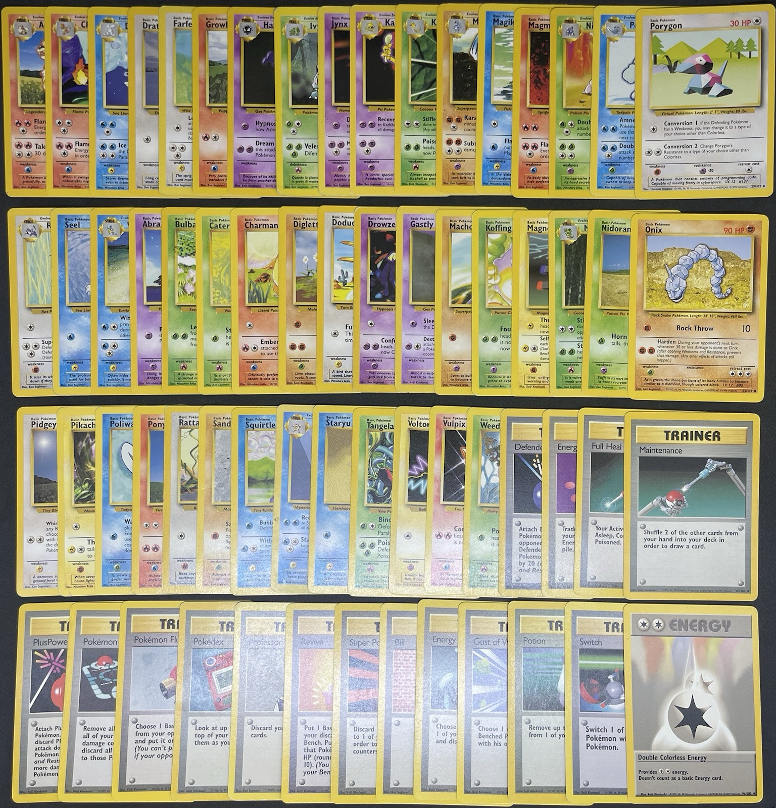 POKÉMON BASE SET UNLIMITED COMMON AND UNCOMMON COMPLETE ENG PL/LP