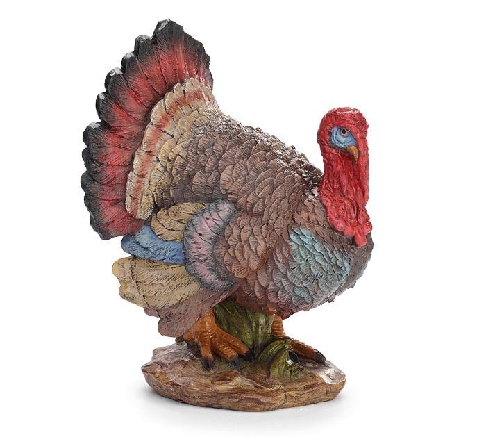 Turkey Figurine, 9.75-Inch, Resin, Multicolor
