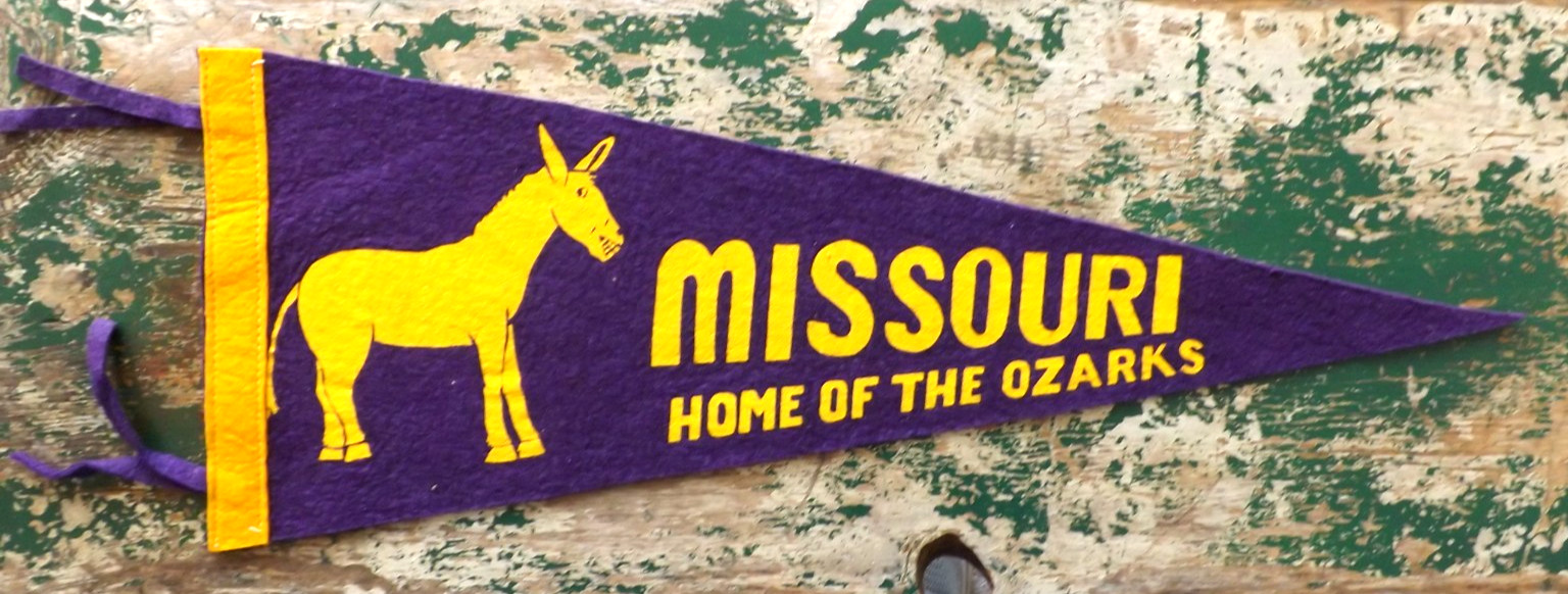 VINTAGE 1960s MISSOURI OZARKS PENNANT BANNER 22\