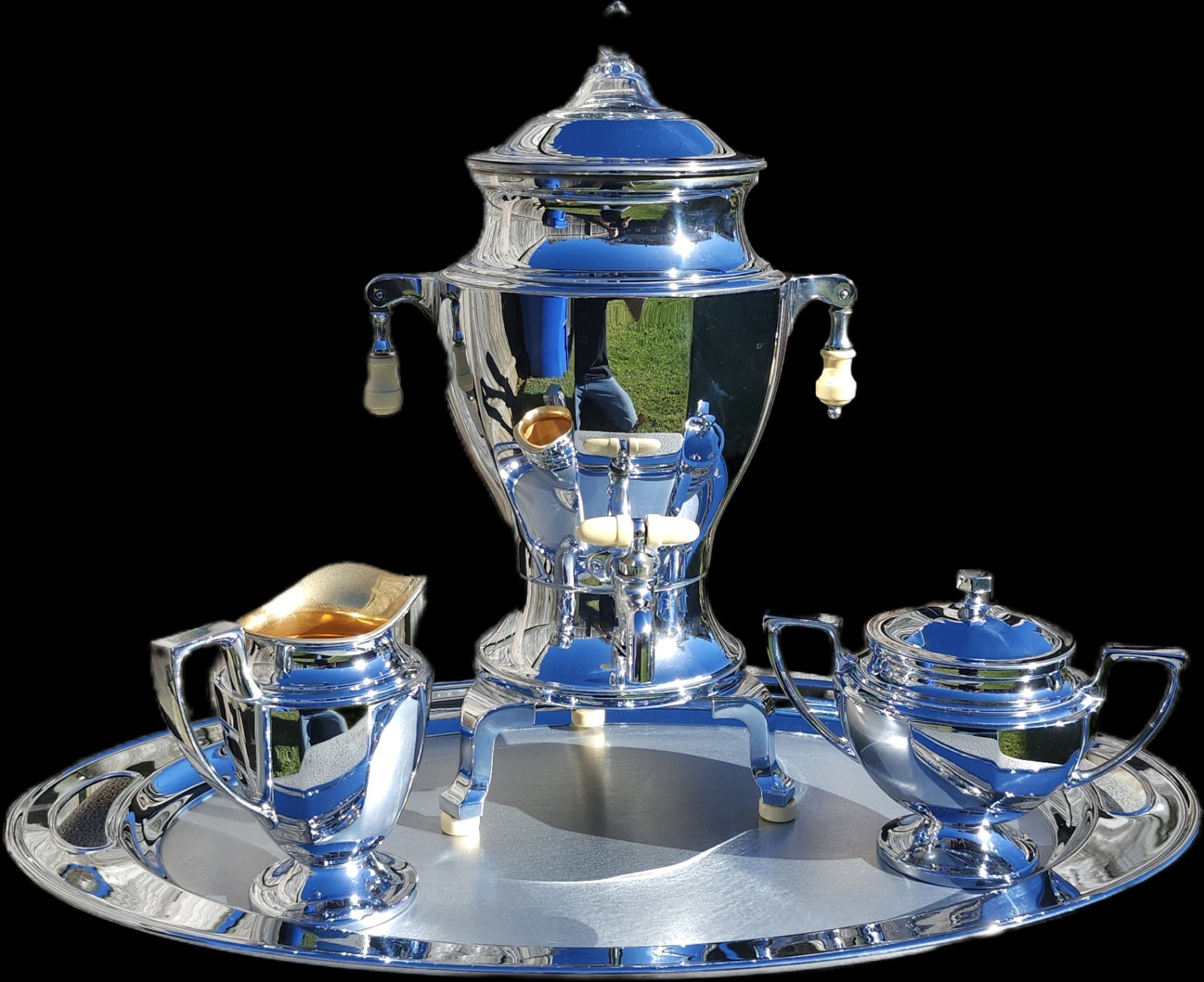 1920s Art Deco Chrome Coffee Percolator Service Landers Frary & Clark Universal 