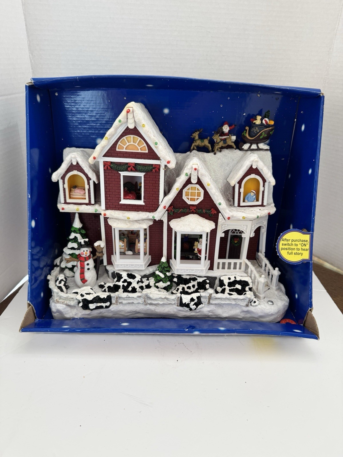 Vintage 98 Christmas Lighted & Musical Story-Telling House Twas The Night Before