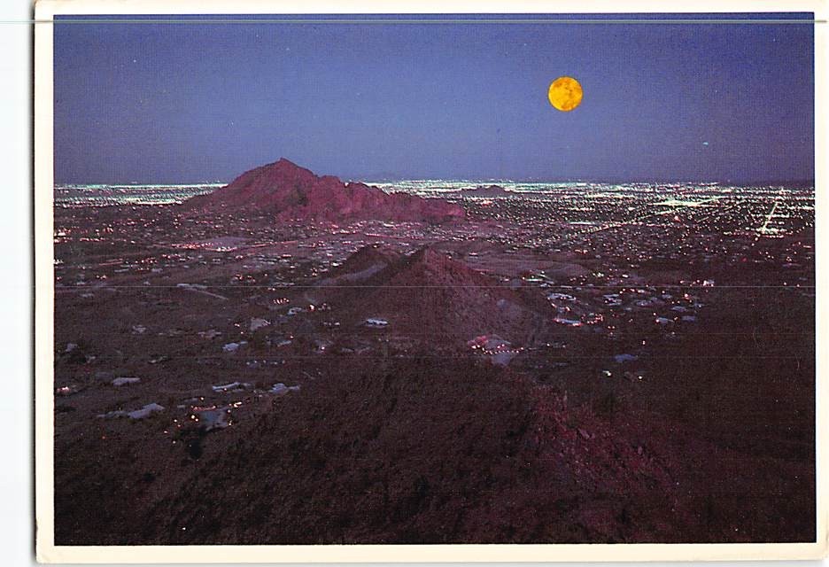 Postcard Panoramic View at Night Phoenix Arizona USA