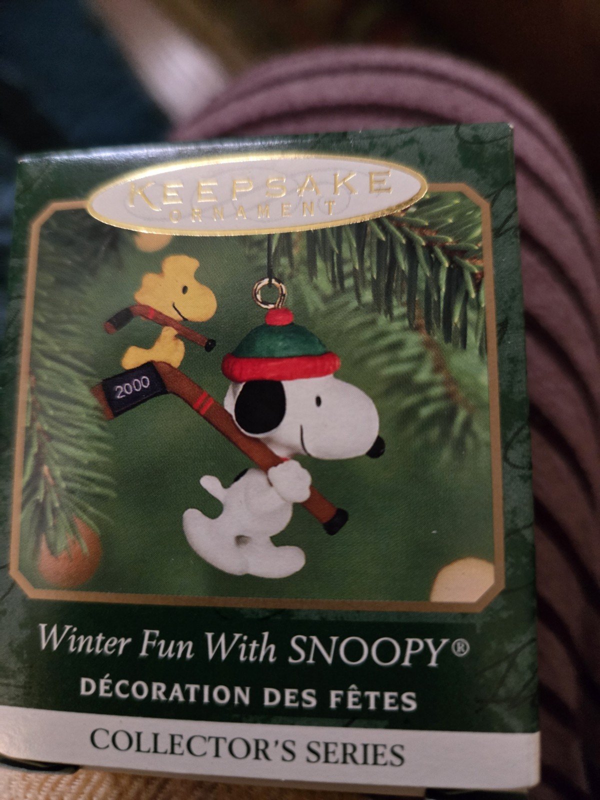 Hallmark 2000 & one 1998 Miniature Keepsake Ornaments Winter Fun with Snoopy