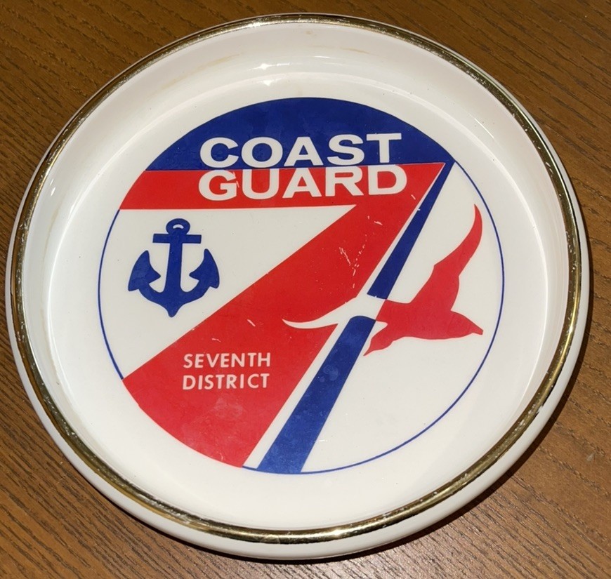 Vintage Coast Guard seventh District ceramic ashtray trinket dish 7”