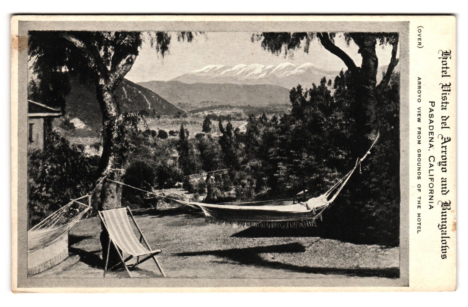Hotel Vista Del Arroyo and Bungalows Pasadena CA Hammocks Postcard