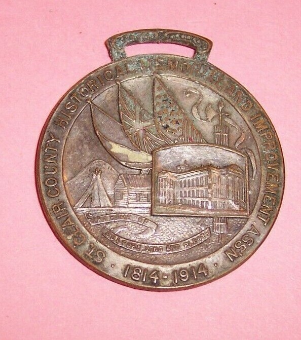 ATQ 1814-1914 100 YEARS ST. CLAIR COUNTY BELLEVILLE  ILLINOIS POCKET WATCH FOB 