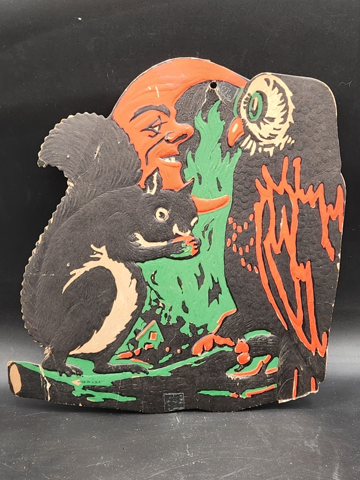 Halloween Cardboard Diecut Die Cut Out Beistle Squirrel Owl 1930-50s- Vintage