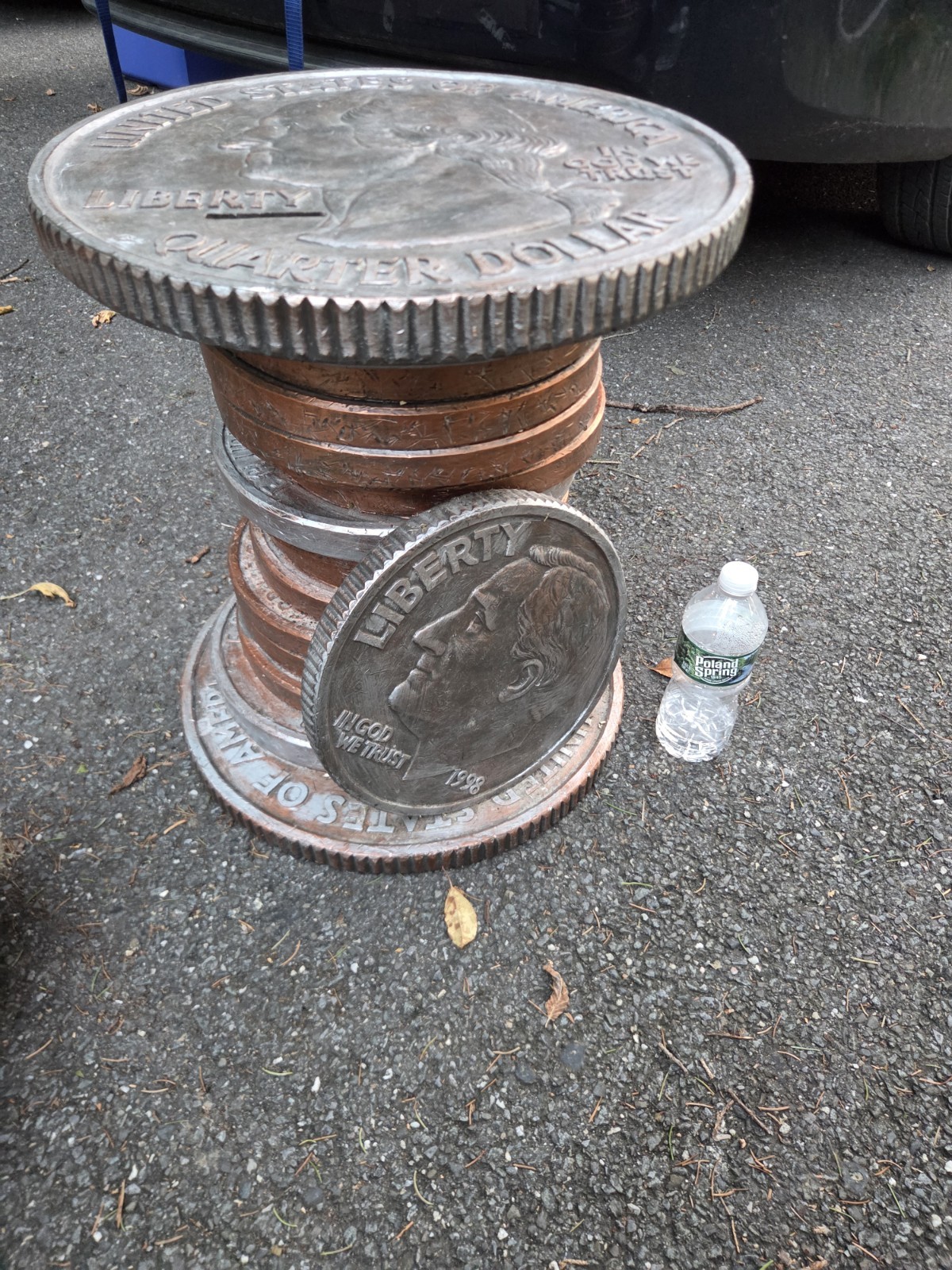 Vintage Domestications 2001 Giant Stacked Coins Table Coin Bank